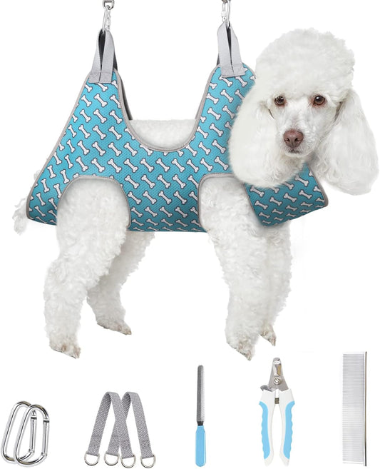 Pet Grooming Hammock Harness for Cats&Dogs,Relaxation Hammock Restraint Dog&Small Animal Leashes Sling for Grooming and Nail Trimming Clipping Grooming L(Legs Spacing:10.6''-15''/Maxw:70Lbs)